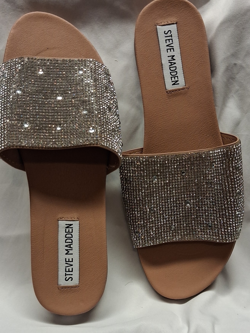 Steve Madden Nude Rhinestone Slide Sandals